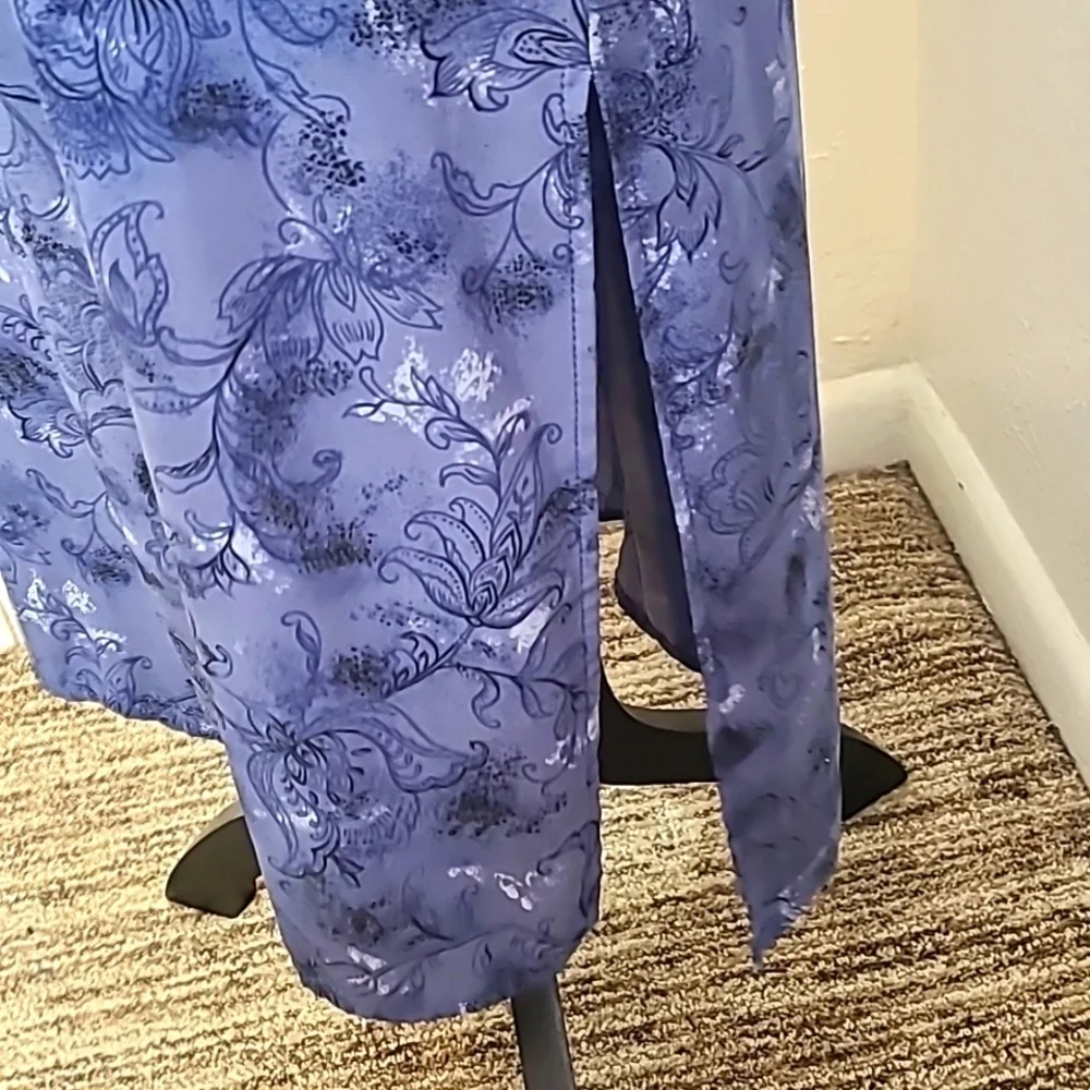 Kathie Lee Collection Blue Sleeveless Top & Blue Print Maxi-Skirt-Large Skirt 14